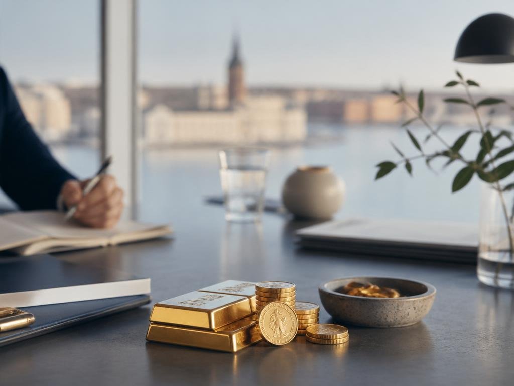 Illustration av guldtackor och guldmynt för investering