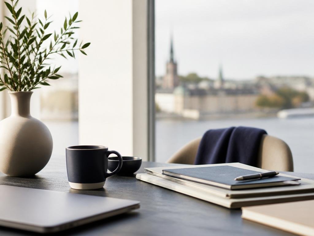 Person jämför kapitalförsäkring och ISK vid skrivbord med dator och dokument