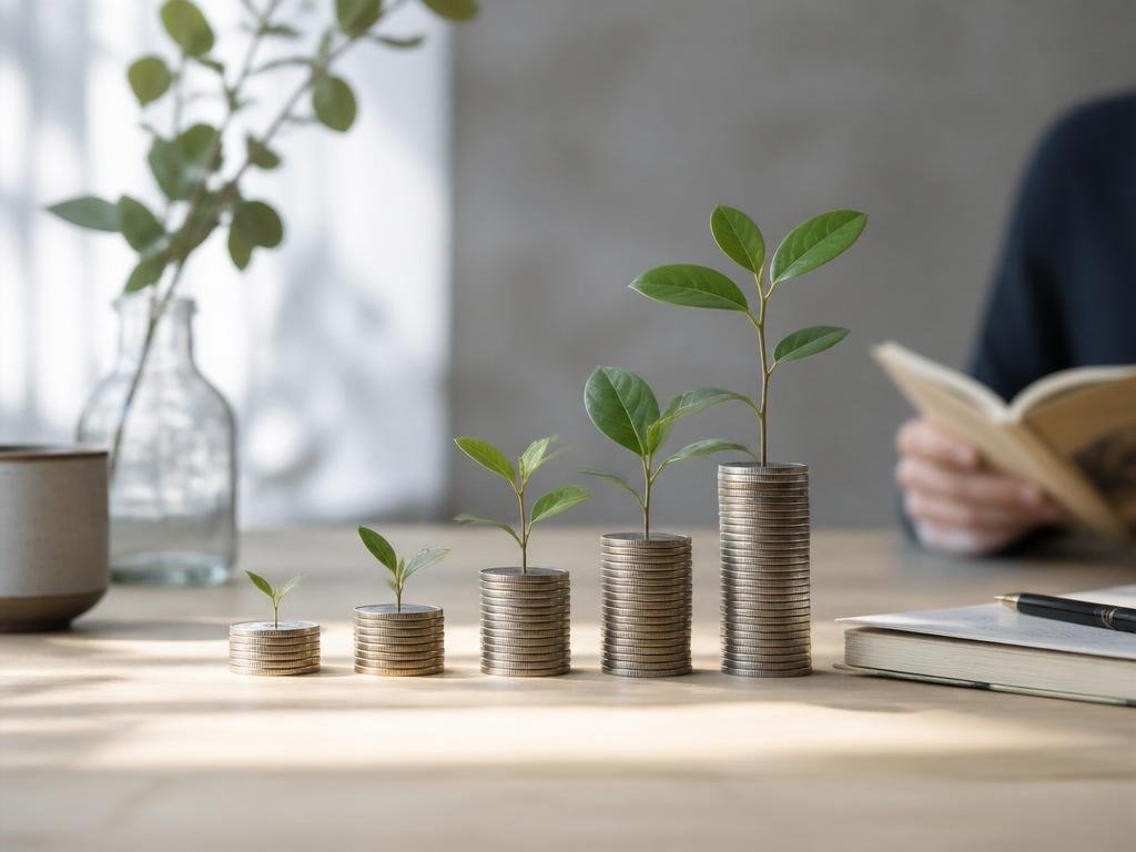 Illustration av ränta på ränta-effekten där en växande snöboll symboliserar hur sparkapital ökar exponentiellt över tid